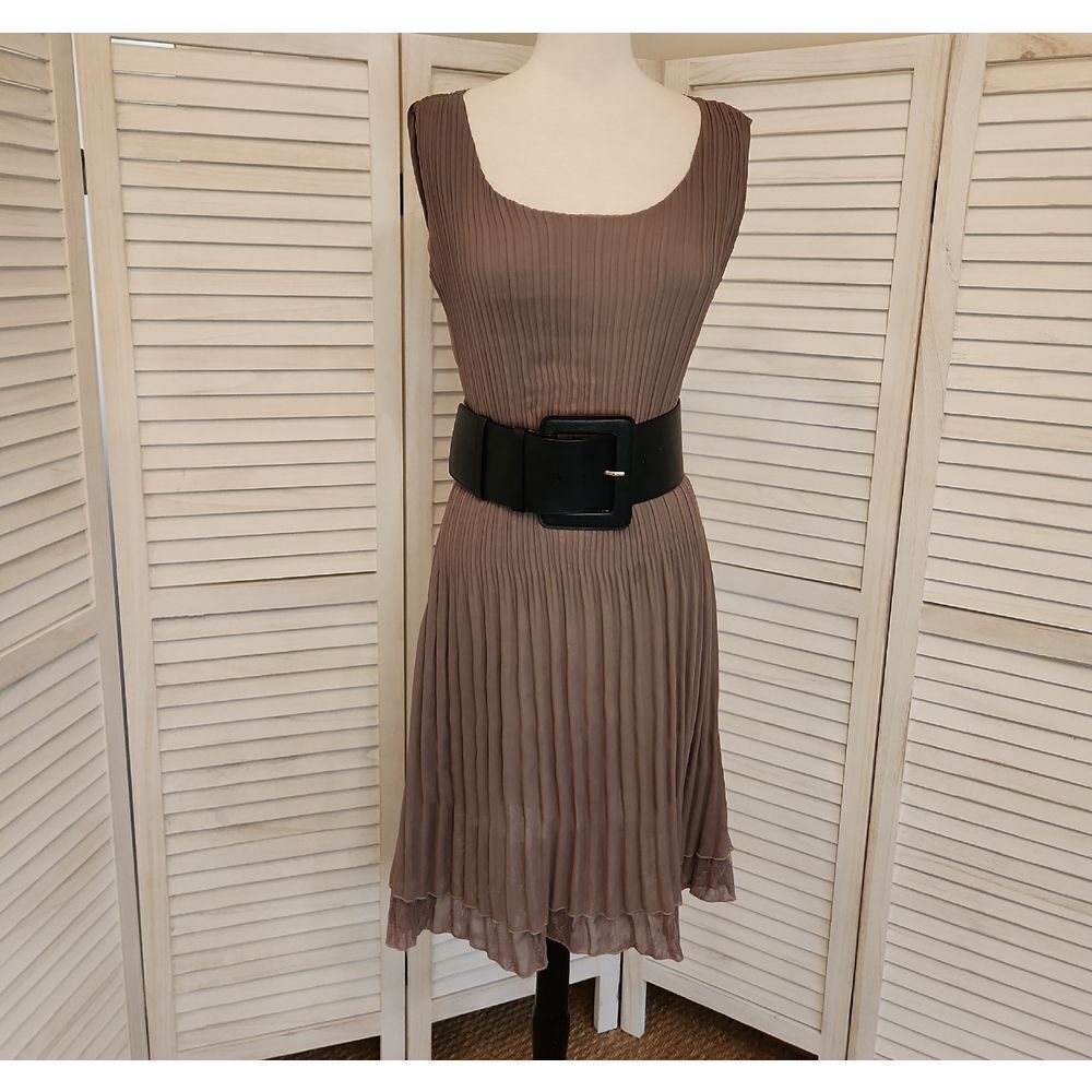 Veeca Taupe Pleated Dress Size S